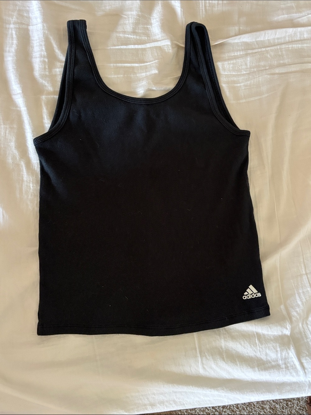 adidas Black Ribbed Scoop Tank